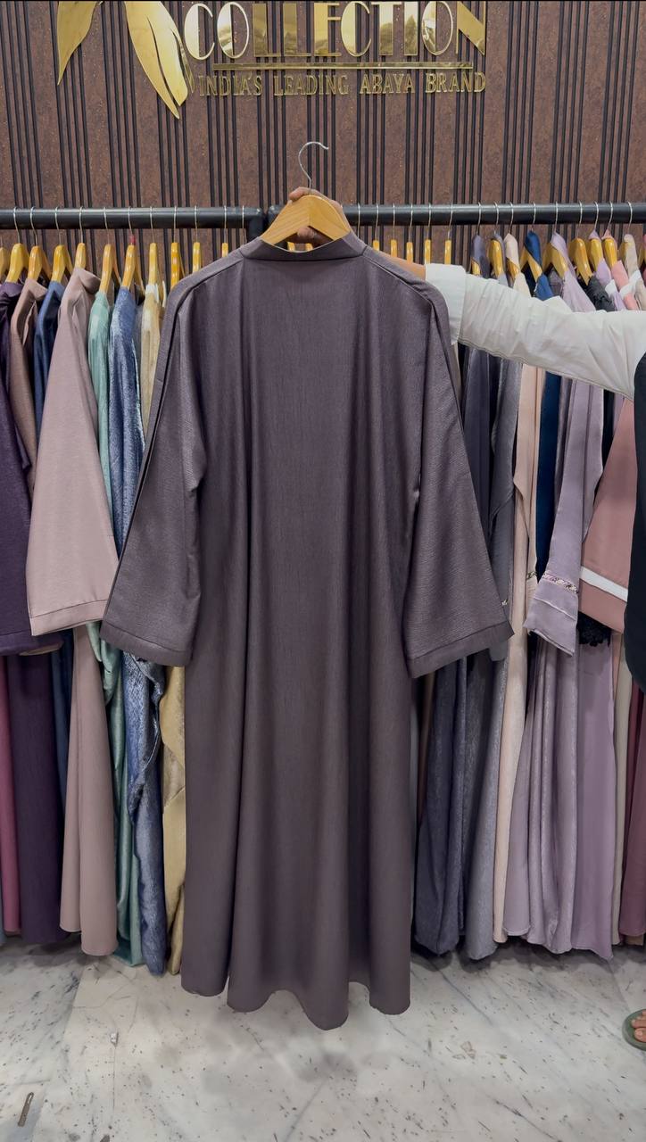 RAYHANA FRONT OPEN ABAYA | SLASH GRAY